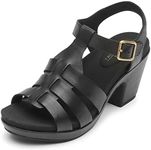 Rockport Women's Vivianne Woven Heeled Sandal, Black Leather, 7 UK