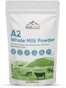 Mountain Essentials A2 Whole Milk Powder 8.8 Oz Gluten Free Full Cream Freeze Dried Shelf Stable Non- GMO Powdered Milk Made from Organic Grass Fed Gir Cow Easy to Digest, Perfect For Cooking & Baking