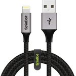 SpinBot ChargeUp Dual Braided 3A Fast Charge iPhone Charging Cable, iPhone Cable for Apple iPhones and iPad-4.92 Feet(1.5m) Long (Black)