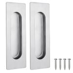 Malimali 120mm Sliding Door Handles Recessed Finger Flush Pulls for Kitchen Cabinet Door Closet Door Stainless Steel Rectangular Door Pulls Cupboard Hardware (Brushed Steel, 2 Pack)