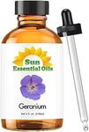 Sun Essential Oils 4oz - Geranium Essential Oil - 4 Fluid Ounces - Aromatherapy Oils - Geranium Oil