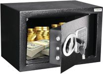 Home and Office Electronic Safe Box with Digital Keypad & Keys, Money Lock Boxes, Safety Boxes for Home, Office, Hotel Rooms, Business, Jewelry, Gun, Cash, Steel Alloy Drop Safe 6.7 x 9 x 6.7 inches