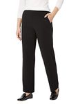 Briggs New York Women's Flat Front Pull On Pant with Slimming Solution, Black 16 SHORT