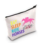 LEVLO Horse Riding Cosmetic Bag Horseback Riding Gift Eat Sleep Ride Horses Makeup Zipper Pouch Bag Horse Racing Merchandise, Eat Sleep Ride Horses, Make Up Bag