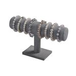 Justsoso T-Bar Bracelet Holder, Bracelet Display Stand For Selling, Hair Tied Jewelry Organizer Watch Rack For Girl Home Show (Gray Linen)