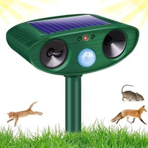 Joomouney Cat Repellent Garden, Cat Deterrent Garden Ultrasonic Solar Animal Scarer Fox Deterrent with PIR Sensor, IPX4 Waterproof Outdoor Ultrasonic Animal Pest Repellent for Cat, Dog, Fox, Bird