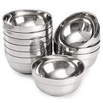 yarlung 10 Pack Stainless Steel Bowls, 17 Oz/510ml Snacks Bowls Lightweight Salad Bowls, Double-Walled Metal Soup Bowls Serving Dishes for Sauces, Rice, Noodles, Ice Cream