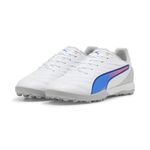 PUMA TT 107872 King Pro Soccer Cleats, 24 Fall/Winter Colors Puma White/Blue Masing/Flat Light Gray (02), 25.0 cm