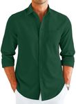 COOFANDY Men's Button Down Long Sleeve Dress Shirt Business Casual Untucked Regular Fit Fashion Button Up Shirts Green M