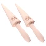 CALLARON Pastry Roller 2pcs Wood Cone Roller Pizzelle Roller Krumkake Ice Cream Cone Roller Molds Waffle Cone Roller Wooden Mini Waffle Cones Pastry Decorating Baking Tool Rice Molds