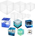 AOEDEO 6 pcs Cube Resin Molds, 3.5", 2.5", 2", 1.5", 1", 0.5" Clear Silicone Cube Molds, Square Candle Silicone Mold, Cube Casting Molds, Transparent Deep Square Silicone Molds for Resin Casting