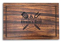 Tierra de Fuego | Personalized Handmade real Parota Wood board, Custom BBQ/Chopping/Charcuterie Board, Engraved Wooden Plate | XL | Design: BBQ Grill