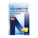 Nicorette Nicotine Gum Original 4 milligram Stop Smoking Aid 110 count