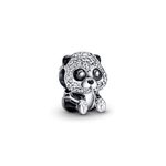 Pandora Moments Panda sterling silver charm with clear cubic zirconia and black enamel