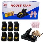 SAHZ Reusable 6 Pack Mouse Traps with 4 Pair of Gloves - Mouse Traps for Indoors and Outdoors Highly Efficient Rat Traps Easy to Bait Safe for your Home