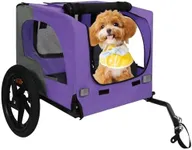 Plturdke Collapsible Dog Bike Trailer for Small & Medium Pets - 16" All-Terrain Wheels, Universal Hitch, Quick Release & Non-Slip Floor - Internal Leash, Bicycle Accessories (Purple)