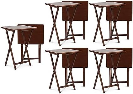 PJ Wood Portable Collapsible TV Snack Tray Table Desk Serving Stand, for Home, Living Room, Dorm, and Office, Honey Oak (10 Pack)