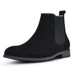 Chelsea Boots for Men Suede Casual - Ankle Chukka Dress Slip on Boots Waterproof QEXXM01-BLACK-9.5