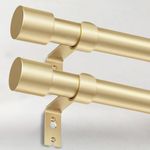 IFELS 2 Pack Heavy Duty Curtain Rods for Windows 72 to 144 Inch, 1 Inch Gold Curtain Rods Set of 2 Pack for Outdoor, Farmhouse, Bedroom, Adjustable Easy Install Curtain Rods (A2,Gold,30"-150"-2Pack)