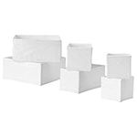 Ikea SKUBB Box, set of 6, organise socks, belts and jewellery in your wardrobe or chest of drawers [White]