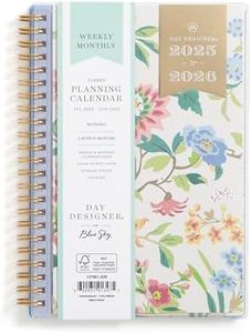 Blue Sky Day Designer 2025-2026 Weekly and Monthly Academic Year Planner Calendar, July 2025 - June 2026, 5" x 8", Flexible Cover, Laminated Tabs, Storage Pocket, Includes Stickers, Climbing Floral