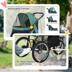 PawHut Dog Stroller – Green Pet Carrier with Foldable Design