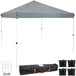 Sunnydaze 10 x 10 Foot Standard Pop Up Canopy with Carry Bag and Sandbags - Straight Leg Folding Outdoor Shade Shelter - Gray