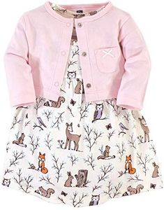 Hudson Baby Girls' Cotton Dress and Cardigan Set, Enchanted Forest, 18-24 Months