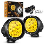 Auxbeam LED Amber Fog Lights 4 inch 90W, Round Offroad Lights 9000LM Yellow Driving Light Bar, Off Road Spot Light Pods Bumper Ditch Work Lamps for Trucks Wrangler Motorcycle UTV