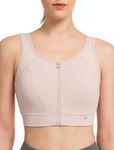 Yvette Adjustable Zip Front Sports Bras for Women High Support Impact Large Bust Supportive Sports Bra for Running,Light Purple,XL+