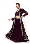 LYMI LABEL Readymade Lehenga Shrug Set For Women - Wine Georgette Zari Sequence Embroidered Lehenga Choli With Shrug For Wedding, Function, Ethnic Wear