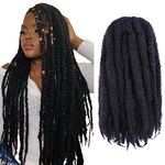 ToyoTress Marley Hair Crochet Braids - 20 Inch 6 Packs Marley Twist Crochet Hair For Faux Locs 1B Natural Black, Afro Kinky Curly Marley Braids Synthetic Braiding Hair Extensions (20 Inch, 1B-6P)
