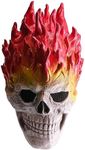 Wellinology Flame Skull Halloween Scary Mask, Flame Hair Full Head Realistic Latex Mask Funny Creepy Horror Skeleton Mask Party Props (Flame Skull Mask)