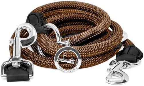 FREUDENTIER Hundeleine 3m verstellbar - Umhängeleine Hund - Führleine zum Umhängen für mittelgroße & große Hunde (braun)