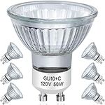 GU10 Bulb 50W 120V MR16 Halogen Bulbs GU10 Base Spotlight Light Bulb for Track&Recessed Lighting Dimmable Warm White（Pack of 6）