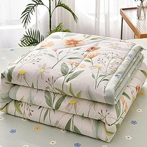 Chickwin Verde Colcha Bouti Acolchada Colcha de Verano y Primavera, 150x200cm Reversible Suave Floral Cubre Cama Entretiempo para Cama Individual Edredón Manta de Dormitorio