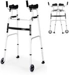 Walkers for Seniors, Foldable Standard Walker, Front Wheeled Walker with Removable Armrest, Lightweight Aluminum Alloy Rehabilitation Auxiliary Walker, for Elderly, Disabled, Walking Mobility Aid