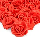 Juvale 100 Pack Red Artificial Flowers, Bulk Stemless Fake Foam Roses for Wedding, Decorations, Bouquets (3 in)