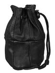 Real Leather Black Drawstring Bag Purse Pouch Money Coin Holder Unisex Gent Ladies