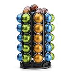 Bagoo Coffee Pod Carousel Holder for Nespresso Vertuoline 360 Degree Rotation with Central Additional Storage Vertuo Capsules (40+)