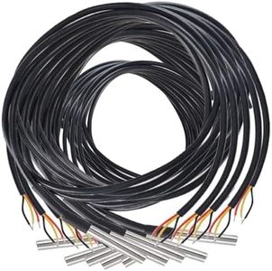 10 Pieces of DS18B20 Temperature Sensor Temperature Probes in Stainless Steel Packaging, Waterproof, 1M.