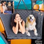 Convertible Back Seat Extender for Dogs, 400lbs Hard Bottom Dog Car Seat Cover for Back Seat, Waterproof Dog Hammock Bed Backseat Cover for Dogs in Car SUV Truck Nonslip Pet Seat Cover Black XL