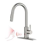 FORIOUS Touchless Kitchen Faucet, Kitchen Faucet with Pull Down Sprayer, Single Handle Smart Motion Sensor Kitchen Sink Faucet, Transitional Kitchen Faucet for Farmhouse RV, Laundry, Brushed Nickel