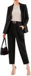 EXLURA Women's Business Blazer and High Elastic Waist Pant Suit Set Loose Fit Casual Fall Winter 2 Piece Suits for Work Black