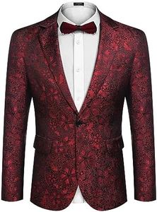 COOFANDY Mens Floral Tuxedo Jackets Slim Fit Suit Blazer Jacket for Christmas Dinner Party Prom Wedding