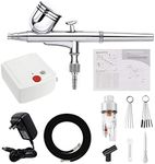 Dual-Action Airbrush & Compressor Kit Airbrush Cleaning Set,Regulator, Dual-Action Air Brush Set for Art Painting Tattoo Manicure Craft Cake Spray Model Air Brush Nail Tool