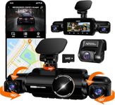 HUPEJOS Dash Cam Front and Rear Inside, 360° 4 Channel 3K+3 * 1080P, 5GHz Wi-Fi GPS, 4K+1080P*2 Dash Camera for Cars, Include 64GB SD Card, Voice Control, Night Vision, 24H Parking Mode