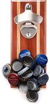 Bruntmor, CAPMAGS Strong Magnetic w/ Zinc Alloy Beer Opener & Cap Catcher - Epitong Wood Hand Painted