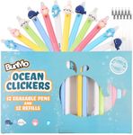 BUNMO Ocean Clickers Erasable Gel Pens - Christmas Gifts for Girls - School Supplies for Girls - Erasable Pens for Smooth Writing & Drawing - Refills Included - Tween Stocking Stuffers Girls - 12 Pack