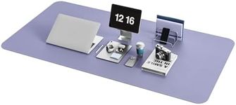 YSAGi Non-Slip Leather Desk Pad XL Size, Waterproof Laptop Computer Desk Keyboard Mat, Table Protector Blotter Mat, Large Mouse Pad for Office/Work/Home/Decor(Lavender, 47.2" x 23.6")-No Band